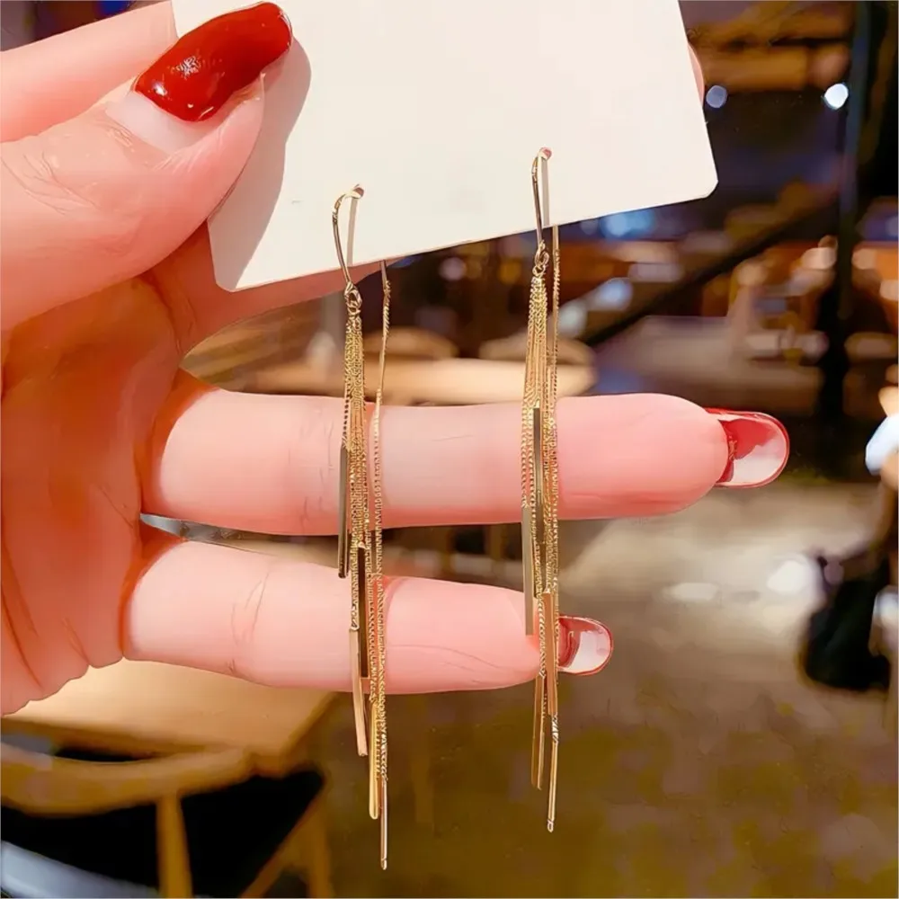 Simple Fashion Golden Tassel Earring for Women High-quality Fashionable Earings Daily Wear or Party Jewelry Accessories