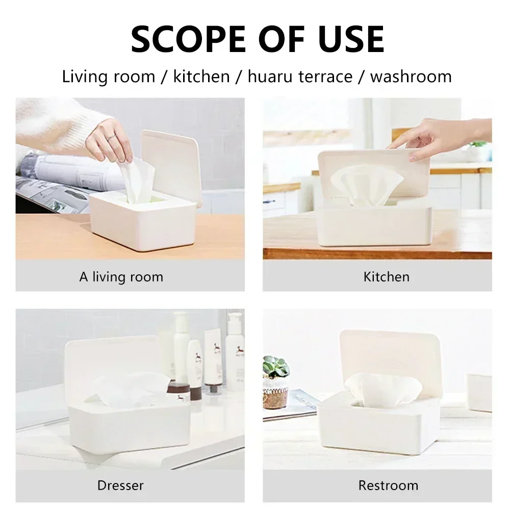 Wet Tissue Box with Lid Dustproof Baby Nappy Wet Tissue Storage Holder Dispenser for Home Car Office Paper Tissue Organizer 5
