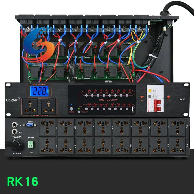 

TZT Ctvcter RK16 16CH Power Sequencer Power Supply Sequencer Designed with RS232 Central Control System