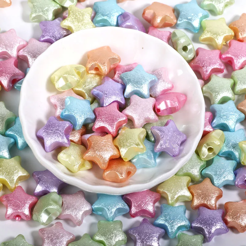 Pastel Colored Five-Pointed Star Acrylic Beads for DIY Jewelry and Crafts