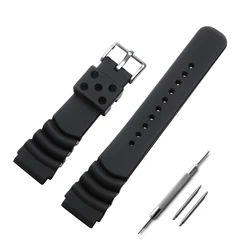 Premium Soft Rubber Watchband with Stainless Steel Buckle - Durable Strap (20mm black)
