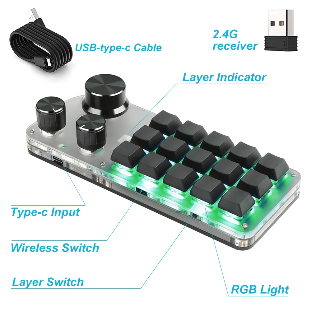 Programação Macro Teclado Mecânico Teclado Personalizado Copiar Colar Mini Botão para Hotswap Photoshop Cad Gaming - Imagem 2