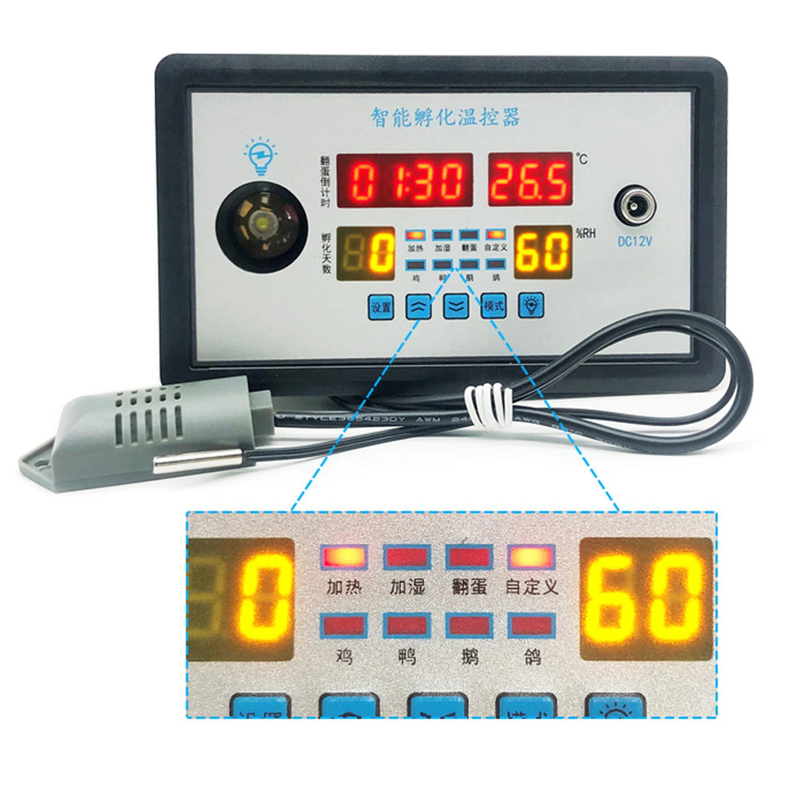 Smart Thermostat Digital ZFX-W9002 Thermostat Temperature Humidity Control Incubator 360 Automatic Egg Turning 12V/220V Smart Thermostat