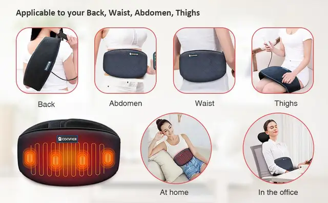 Comfier Heating Pad with Massager, Lower Back Massager for Back Pain with 2  Heat Levels & 3 Massage Modes, Heated Waist Massage Belt for Abdominal