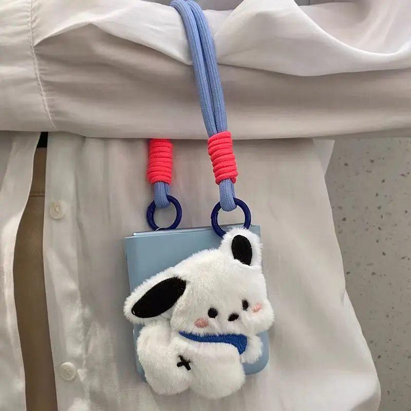 Luxury Furry 3D Cute Dog Holder Phone Case with Portable Rope Chain Cover