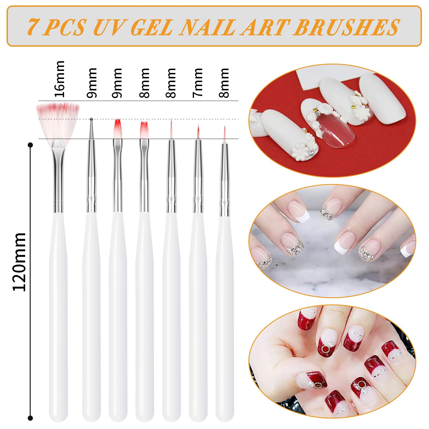 LINMANDA Nail Brush Set Including UV Gel Nail Art Brushes 3D Nail Extension Brush Double Ended Dotting Nail Pen For Nail 3