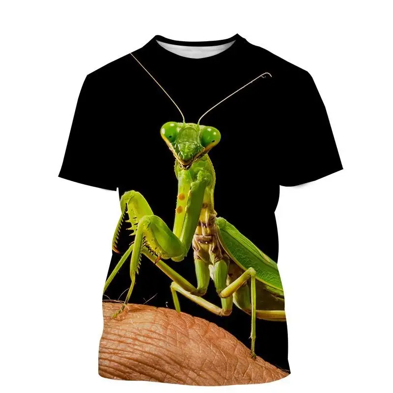 

New Men's Children's T-shirt Casual Animal Insects Praying Mantis Funny 3d Printing Summer Tops Breathable Comfortable And Light