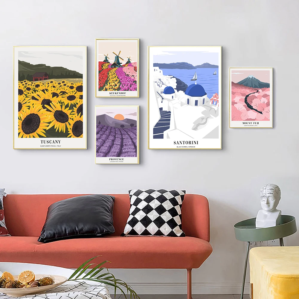 

Hd Print Vintage Art Painting Italy Rome Capri Tuscany Retro Posters and Prints Travel Cities Landscape Wall Art Picture Bedroom