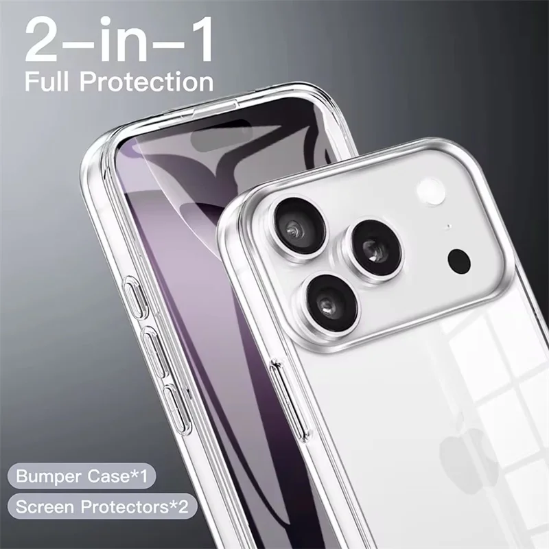 360 Full Body Clear Protective Phone Case with PC+TPU Bumper Cover