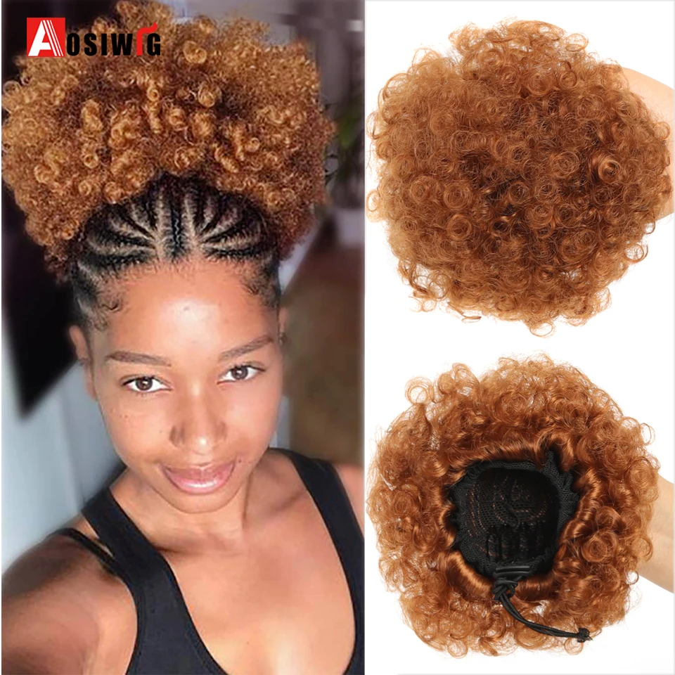 AOSI 4 pollici Afro Puff coulisse coda di cavallo per ragazze bambini donne  nere capelli sintetici panini crespi capelli ricci ciambella Chignon -  AliExpress 200165144, image size:960x960
