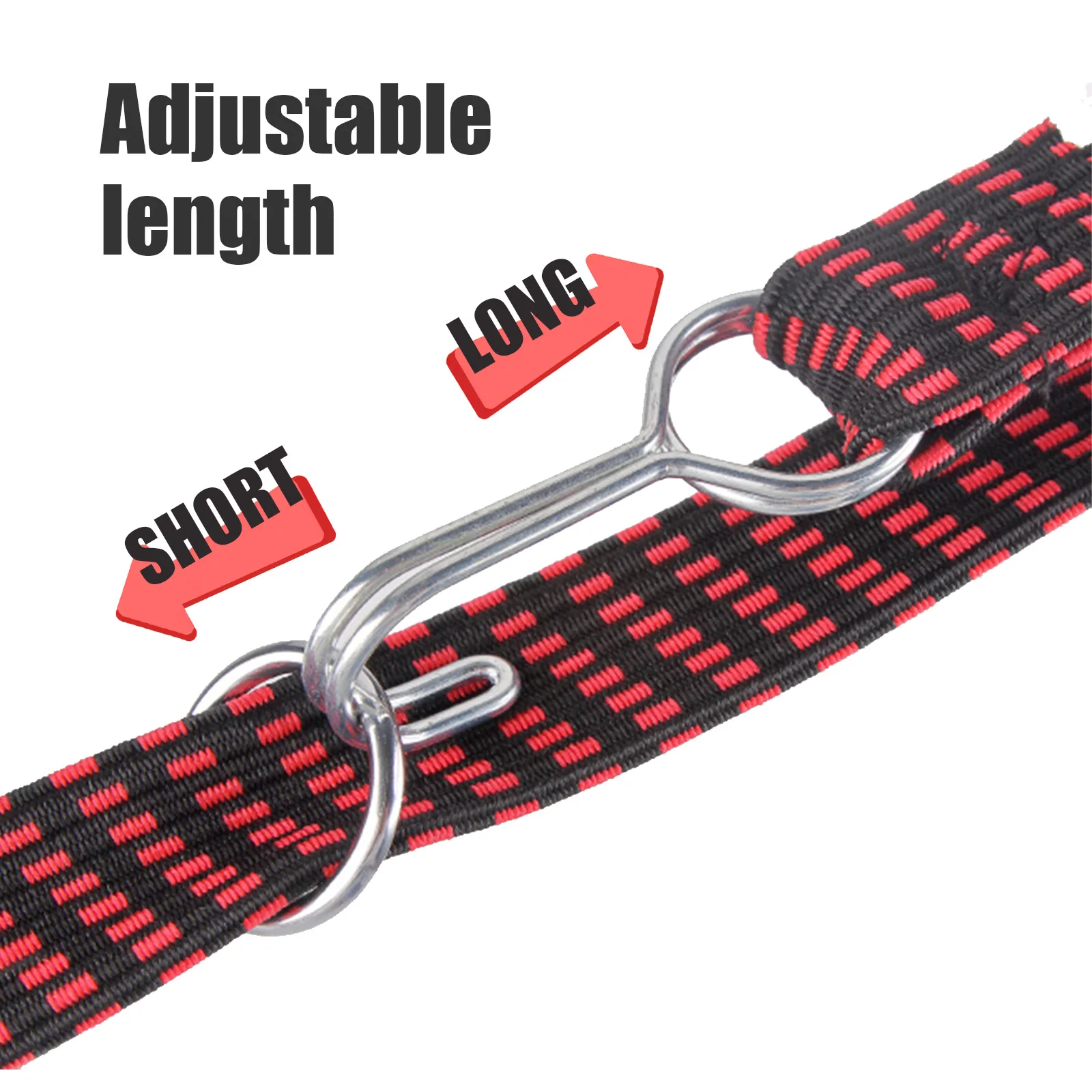 Bungee Cords With Hooks 1M/2M/3M Extra Long Bungee Strap Ropes Heavy Duty Luggage Cord Flat Rubber Elastic Straps