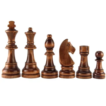 32pcs Wooden Chess Pieces Complete Chessmen International Word Chess Set Chess Piece Entertainment Accessories 2 Size 1