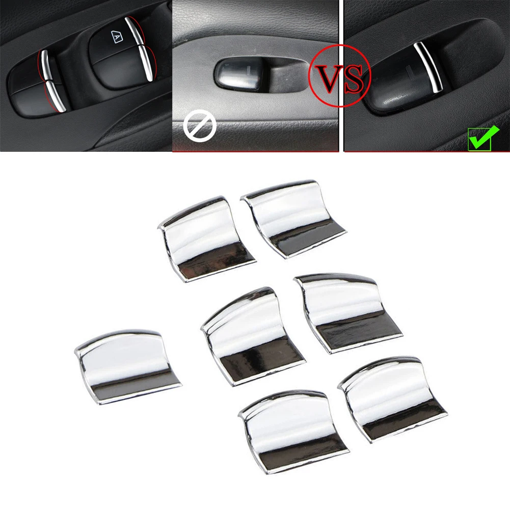 

7Pcs/Set ABS Chrome Car Window Glass Lifter Switch Button Cover Trim For Nissan X-Trail T32 For Qashqai J11 Car Accessories