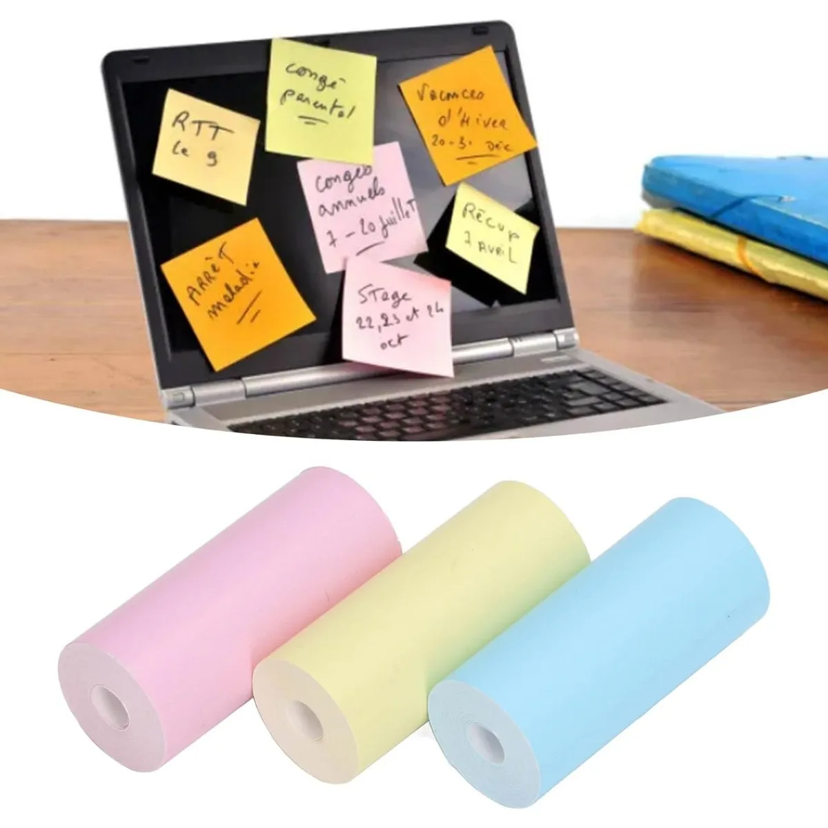 Thermal Printer Paper Rolls Colorful Portable Mini Thermal Print Paper 57x25mm Yellow Blue Pink,Black Print on Multicolors