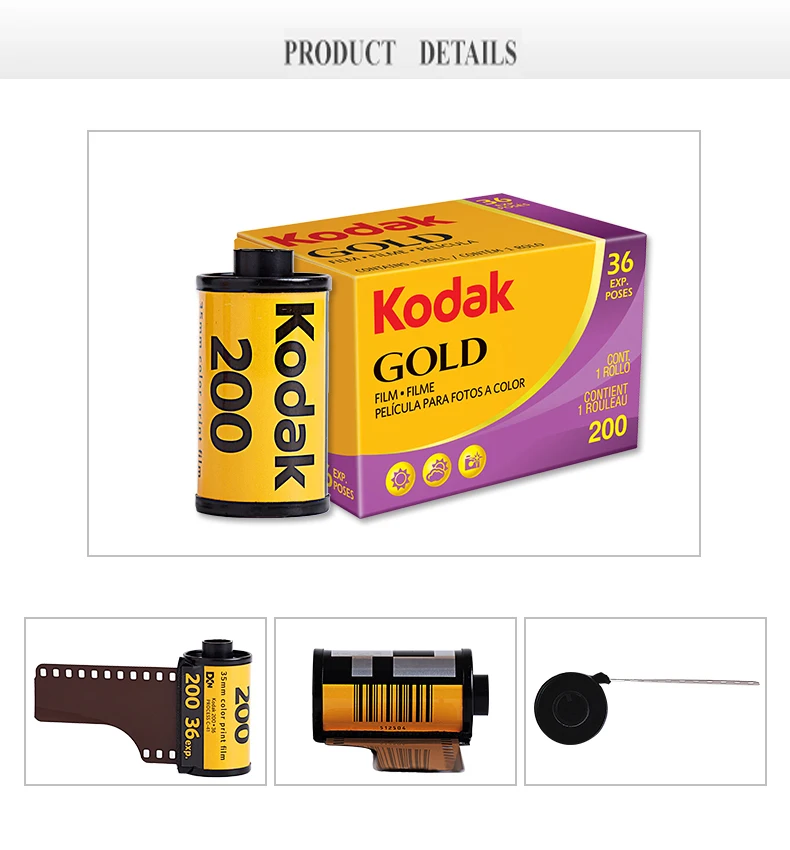 KODAK GOLD 200 Color Negative Film 35mm Roll Film 36 Exposure per Roll Fit For Kodak H35 / M38 F9 (Expiration Date: 03/2025)