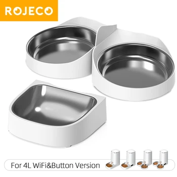 ROJECO Only Stainless Steel Single & Double Bowl Accessories For 4L Automatic Pet Feeder Cat Food Dispenser Without Pet Feeder 1