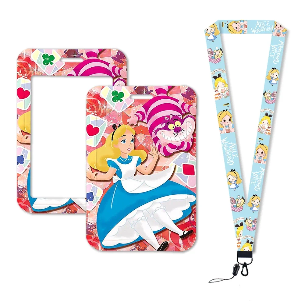 

Alice's Adventures in Wonderland Princess Cartoon Print Lanyard Card ID Holder Key Chain Neck Straps Badge Holder