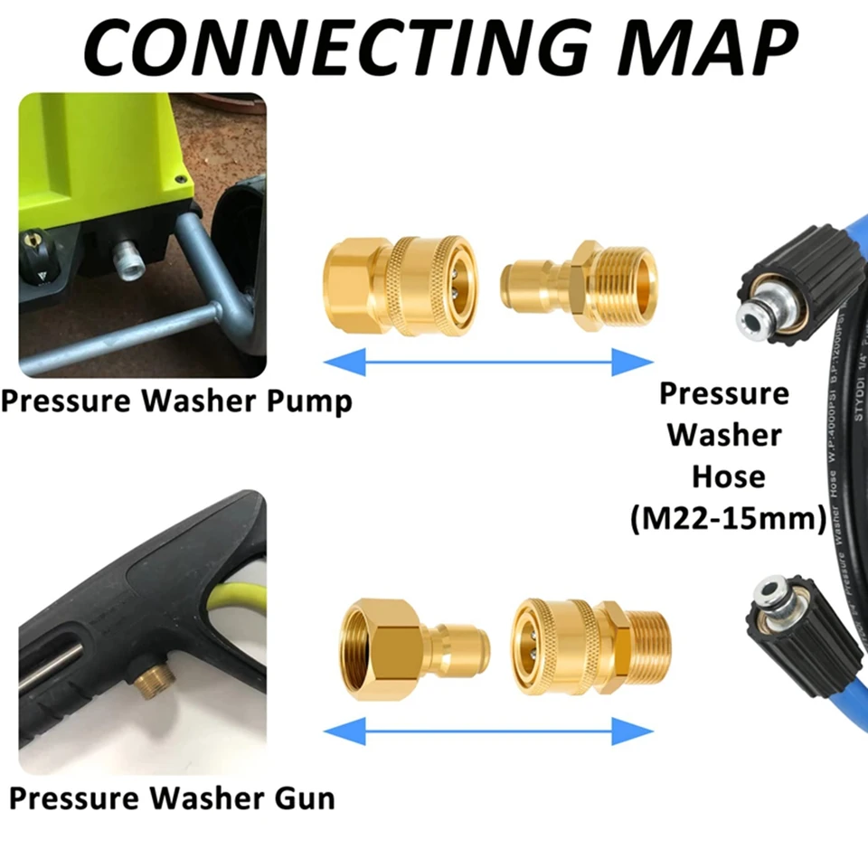 Adattatore per idropulitrice da M22 a 3/8'' Quick Connect per Adattatore per idropulitrice da M22 a 3/8'' Quick Connect per