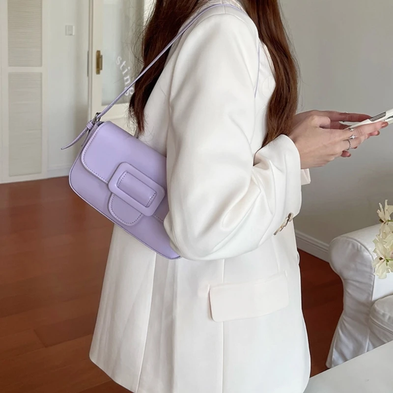 Women Small Shoulder Handbags Mini Purse Armpit Bag PU Leather Underarm Bags