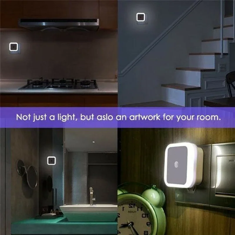 LED Night Light Wireless LED Night Light Mini EU Plug Light Control Sensor Children's Room Children's Bedroom Decoration Midnight Tricolor