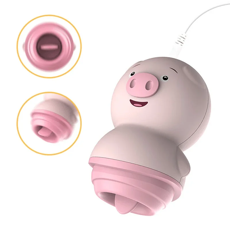 Pink Pig Tongue Lick Vibrators Anal Clitoris Nipple Massager G-Spot Adult Product Erotic Sex Machine 6/2 Modes Female Sex Toys for vibrating sex toys