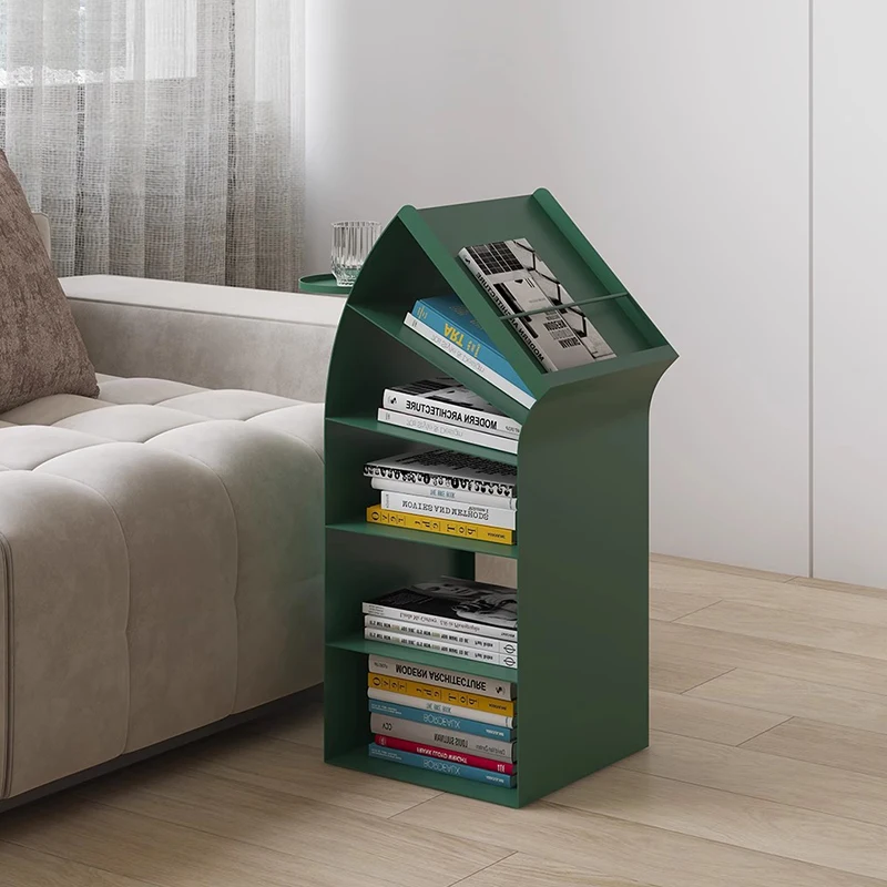 Modern Minimalist Bookshelf Floor Standing Storage Narrow Cabinet Living Room Magazine Display Wall-Mounted Small Bookcase FYMR