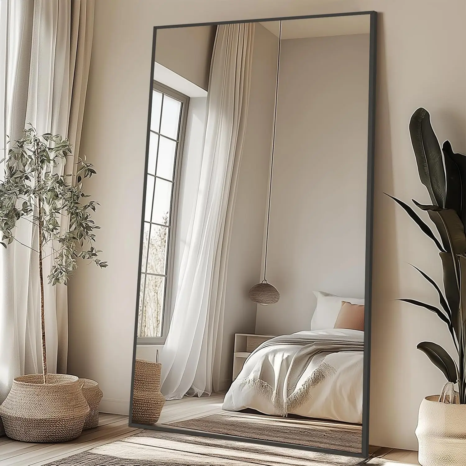 Large 82" Arched Floor Standing Mirror with Stand, Wall Mounted