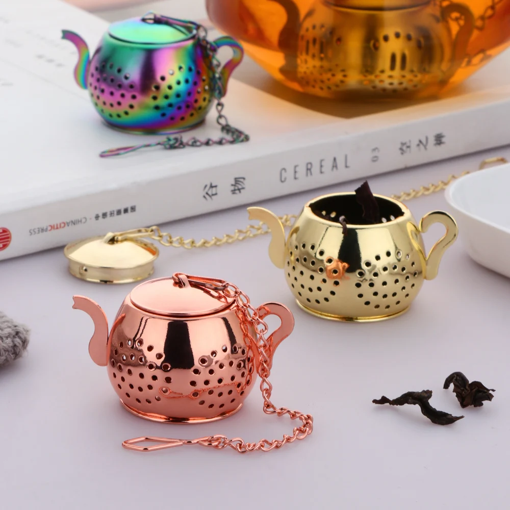 1pc Tea Strainer Stainless Steel Creative Reuse Teapot Shape Bulk Infuser Scented