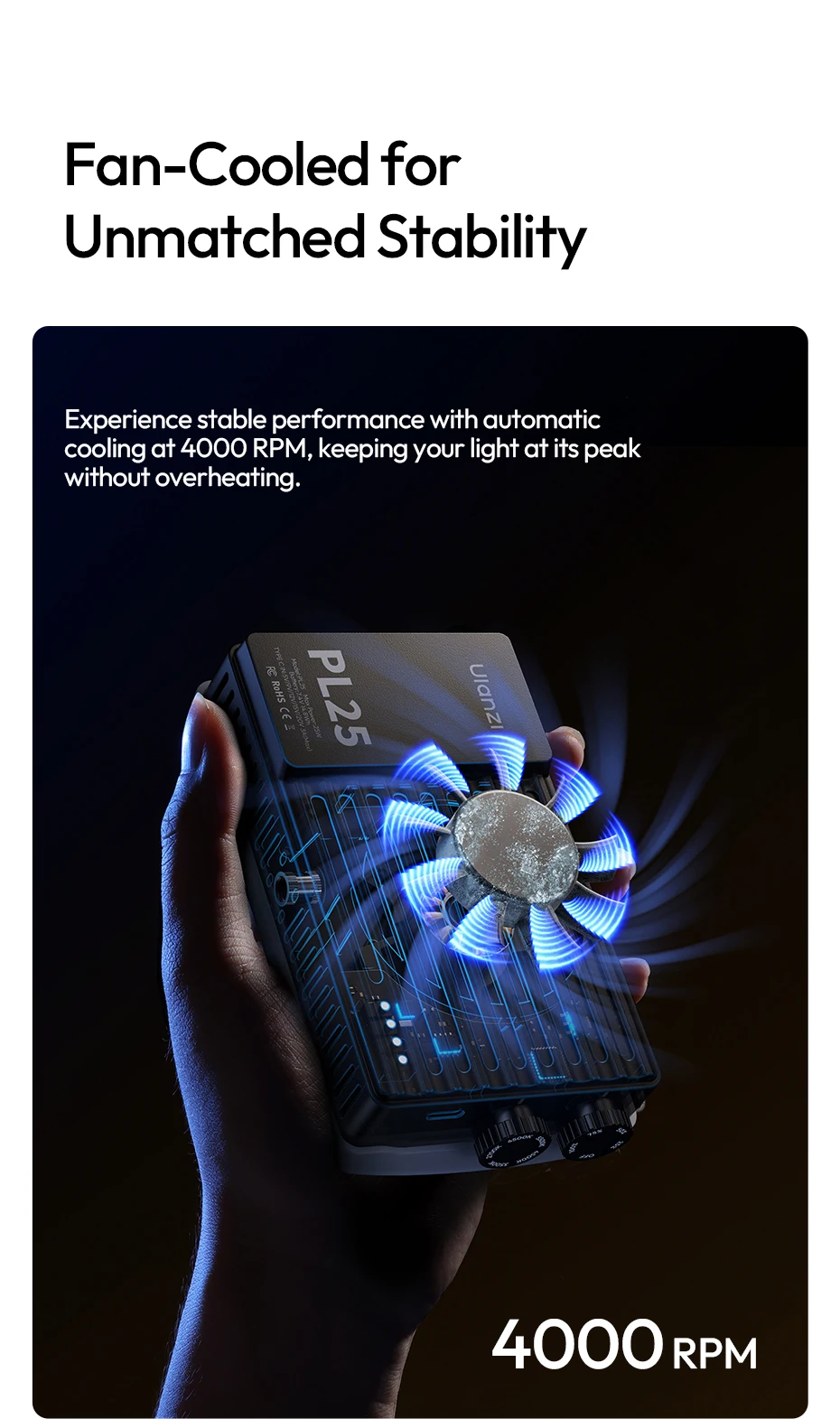 25W High-Power Pocket Light Portable Fill Light 2700K-6500K Video Light with Aut