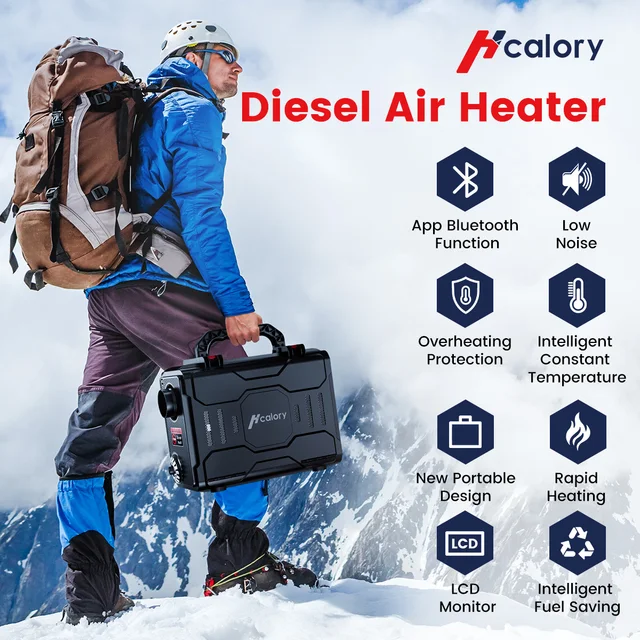 HCALORY Diesel Heater 8KW,12V 24V Portable Diesel Air Heater with Bluetooth  Control and LCD Screen,Parking Bunk Heater with 10L Fuel Tank for Car  Trucks Boat RV Trailer Camper