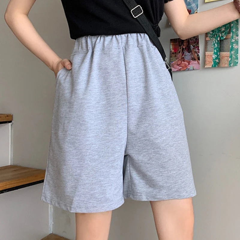 Summer Shorts Women Elastic High Waist Punk Streetwear Fitness Biker Shorts Korean Casual Loose Female Bottoms Cycling Shorts