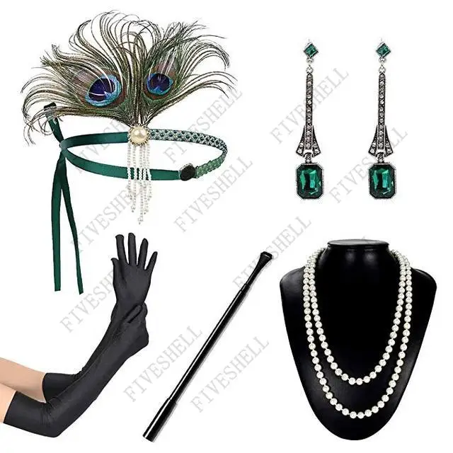 2023 Vintage 1920s Flapper Headband Gatsby Party Hair Accessories Sets 20s Hair Accessories for Costume Party Bachelorette Party