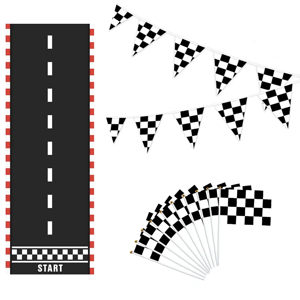 

Race Car Party Supplies Birthday Floor Runner Car Mats Checkered 6.6 x 2 Feet Long Racetrack Mat Checkered Racing Banner Decor