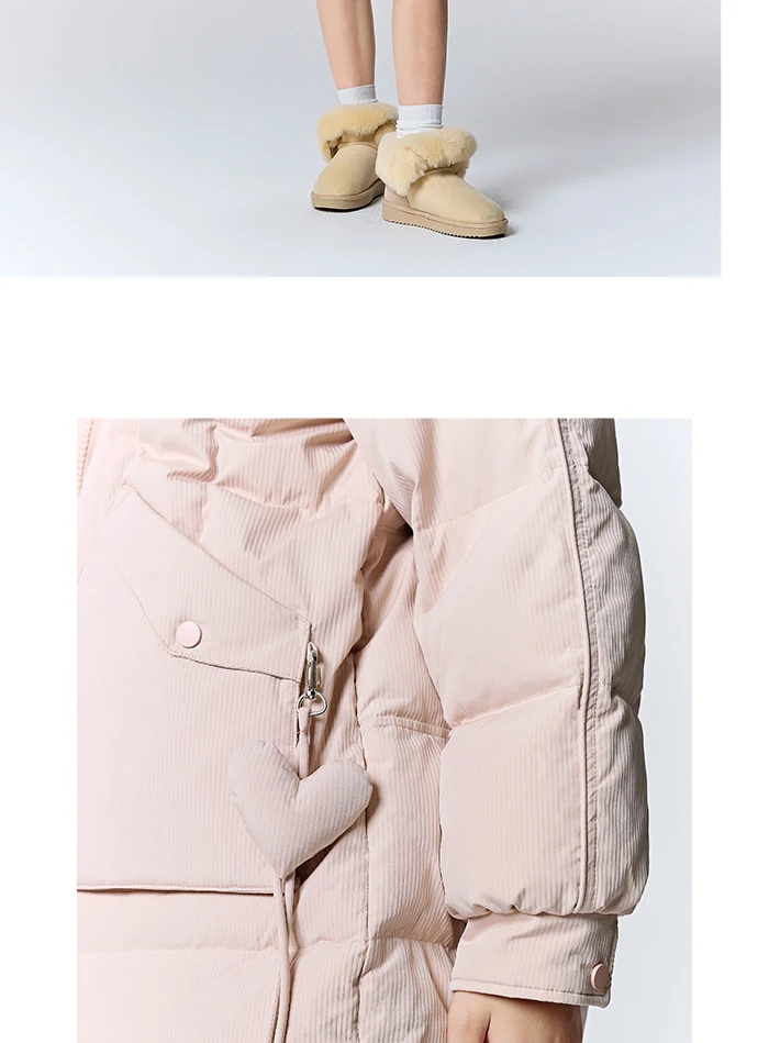 Down Jacket Women Medium Long Hooded Texture Winter Loose New Gentle Sweet Love Thick Jacket