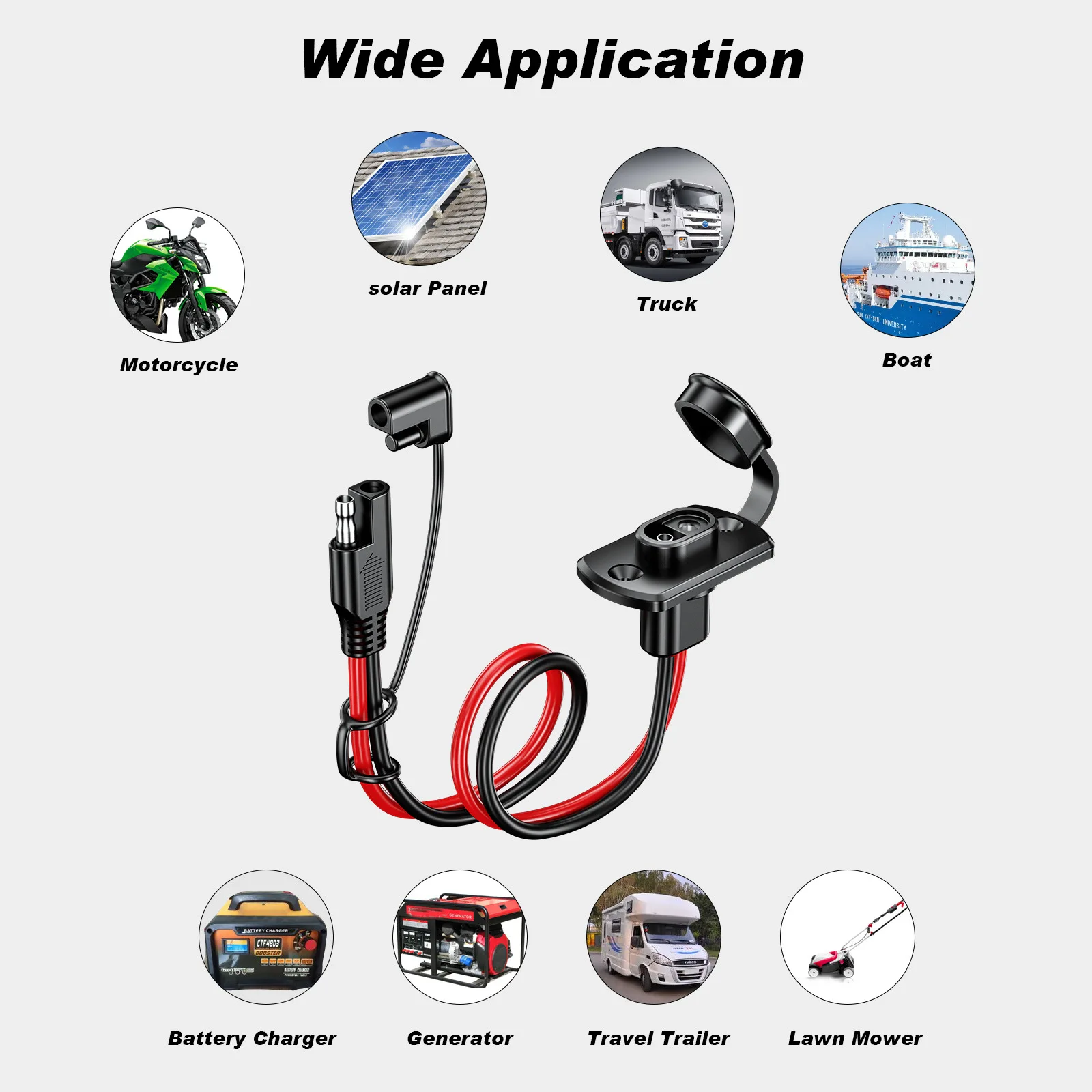 SAE quick connector harness 1/2pcs SAE extension cable 12AWG 30CM waterproof adapter male to female socket cable