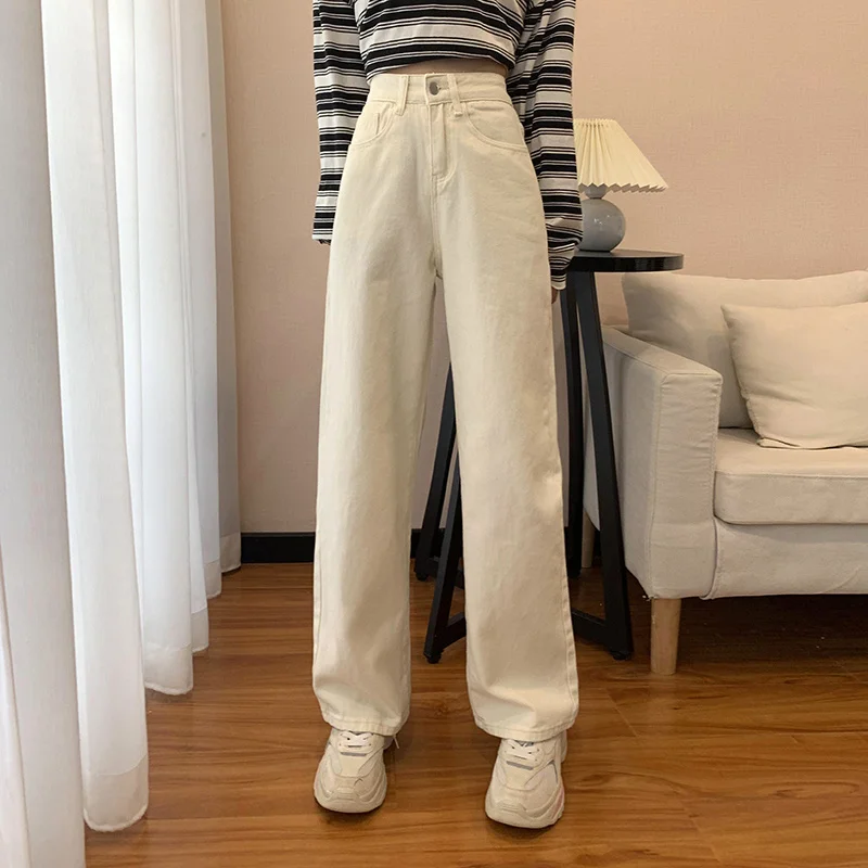 High Waist Denim Pants  2022 New Spring  Autumn  Korean Streetwear  Straight   Jeans For Teenage Girls jeans pant