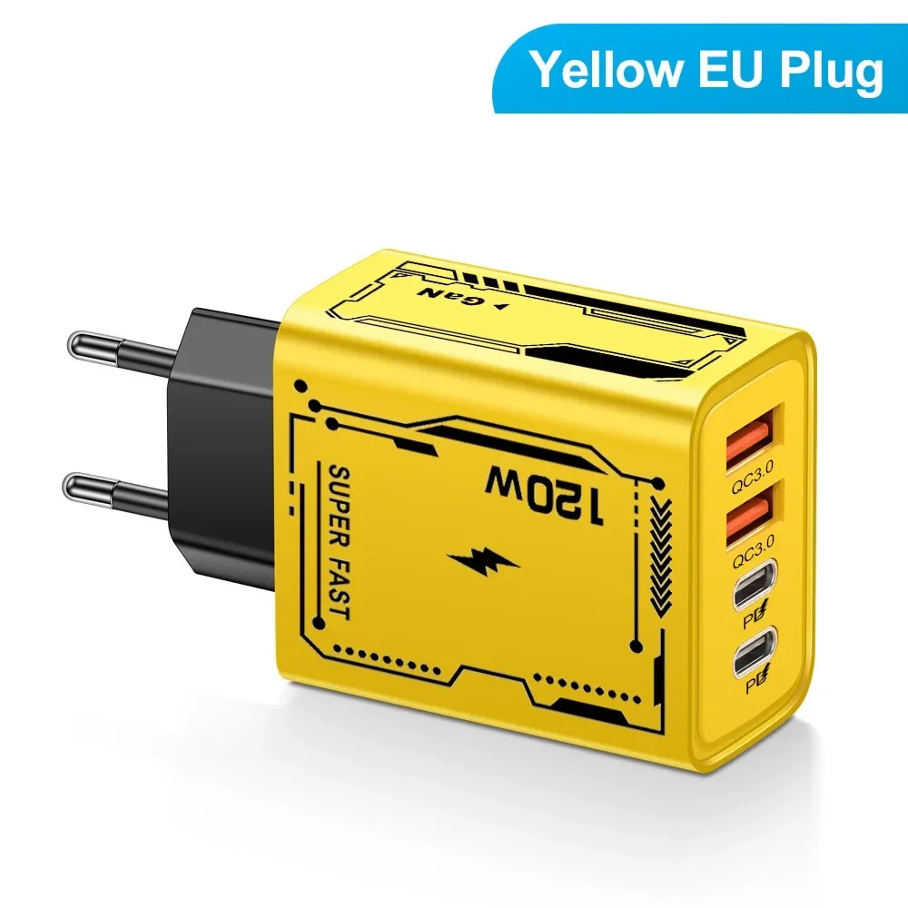 Total 120W USB chargeur rapide PD Type C Charge rapide prise ue/US chargeur mural pour iPhone 15 14 Samsung Xiaomi adaptateur de chargeur de téléphone