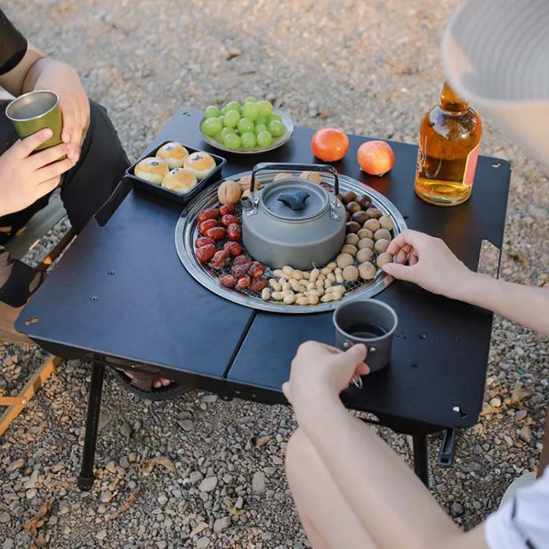 

Outdoor Folding Picnic Barbecue Table Household Indoor Aluminium Barbecue Table Camping Portable Charcoal Fire Surround Table