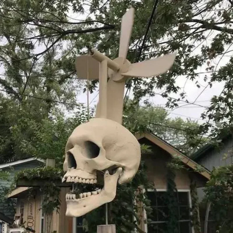 

Halloween Skull Whirligig Wind Spinner Outdoor Garden Skeleton Head Windmill Spinner Halloween Yard Skull Ornament Home Decor