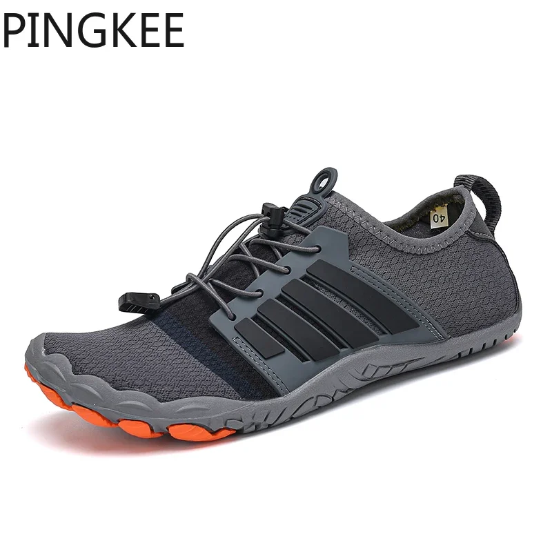 PINGKEE Unisex Air Mesh Upper Wading Beach Drainage Barefoot Diving Water Lace Lock Aqua Fitness Swimming Shoes For Men Women 2