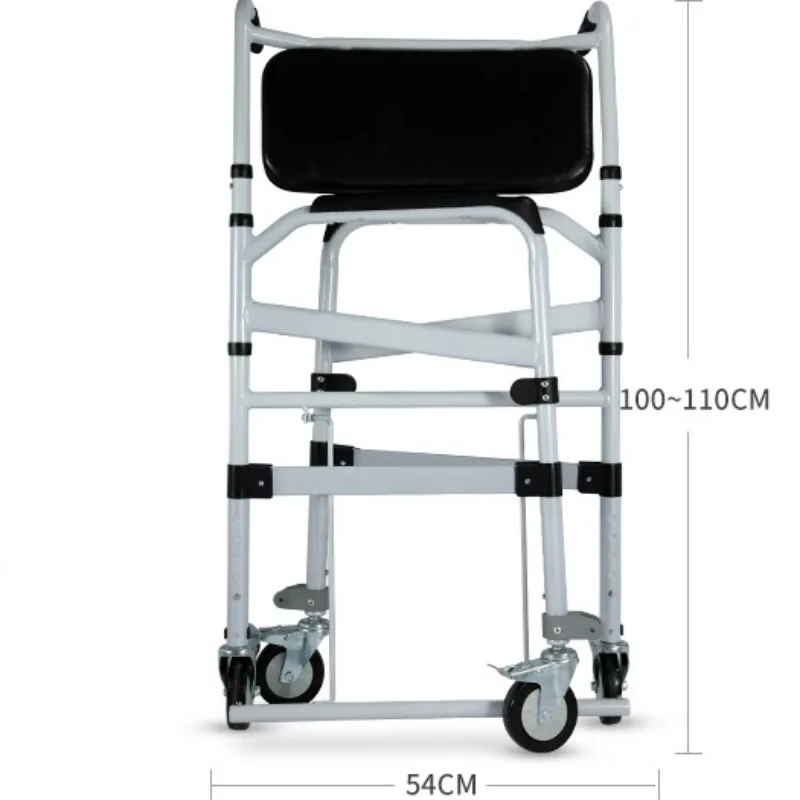 Elderly Toilet Seat with Wheels, Folding Aluminum Alloy Transfer Wheelchair for Disabled Commode Toilet Mobile Toilet Chairs 4