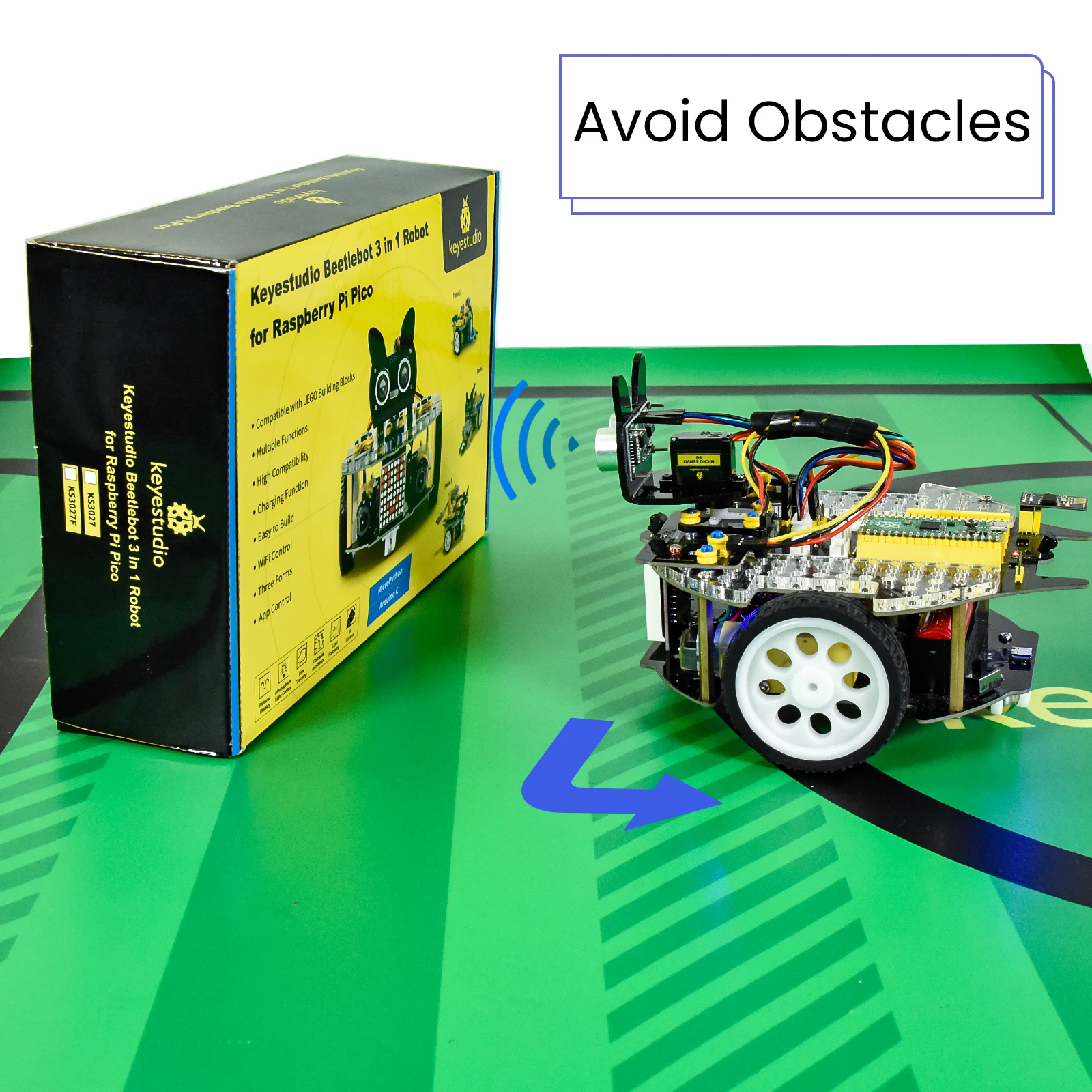 Keyestudio Beetlebot RPI Pico Programmable Robot Car Kit for