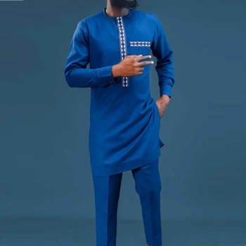 Kunle Embroidered Long Sleeve Kaftan Outfit