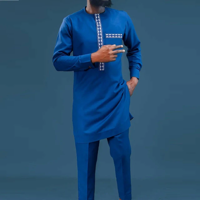 Kunle Embroidered Long Sleeve Kaftan Outfit