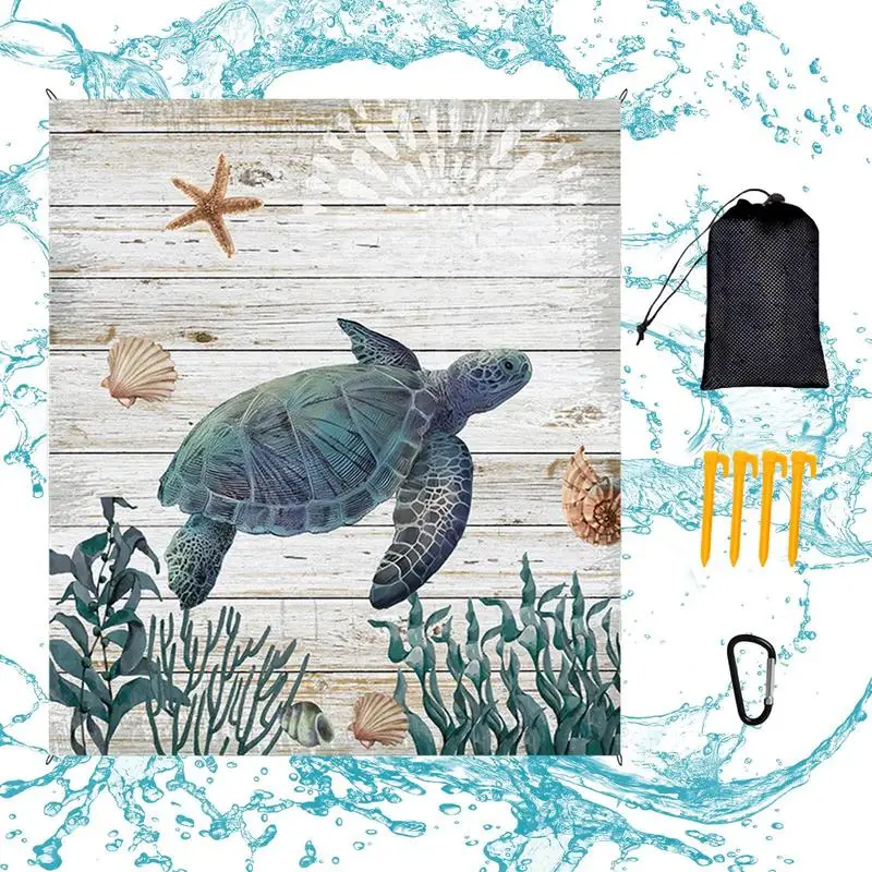 

Пляжное одеяло, очень большой водонепроницаемый коврик для пикника, устойчивый к песку, складное уличное одеяло с 4 ветрозащитными гвоздями для летней вечеринки