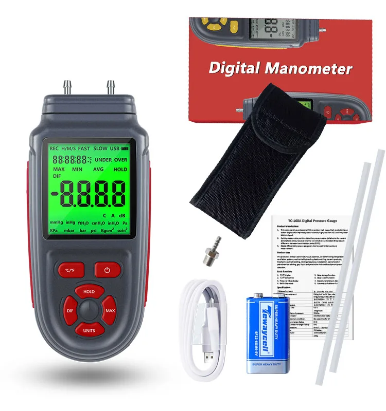 Digital Manometer Air Pressure Meter Air Pressure Tester Differential