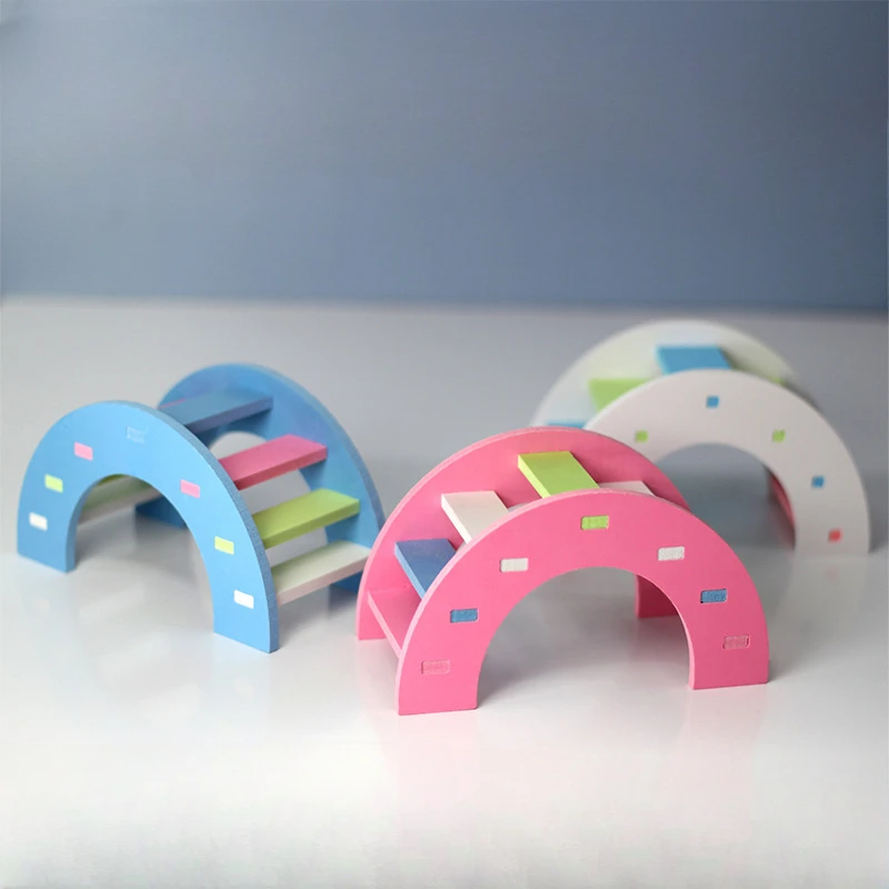 2Pcs Hamster Toy Supplies Golden Bear Guinea Pig Rainbow Bridge Seesaw Swing House Hamster Cage Supplies Wood-plastic