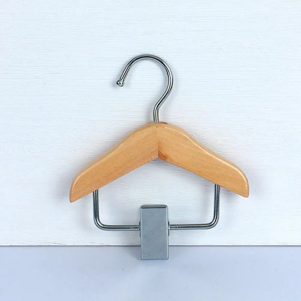 

Practical Clothes Hanger Premium Wood Mini Clothes Hanger Set with Non-slip Clips for Baby Pet Clothes Practical Home for Pants