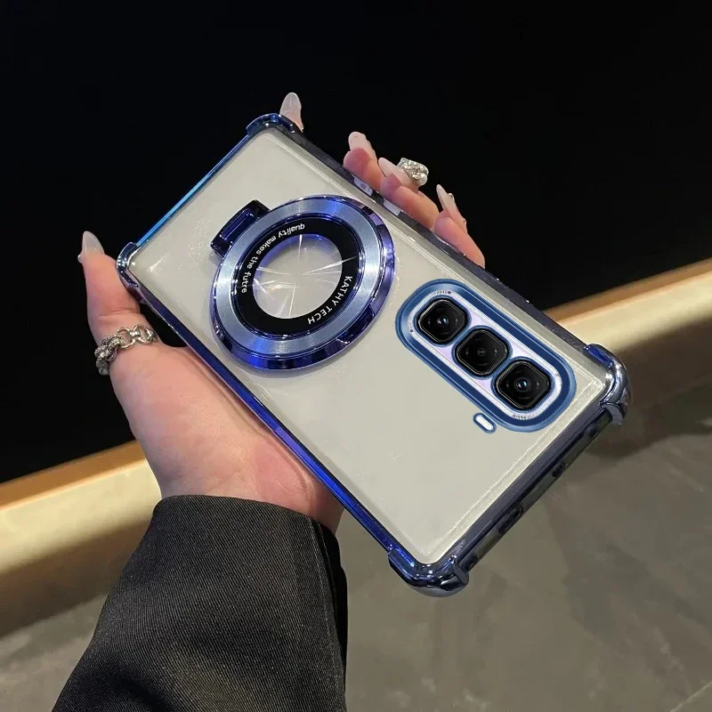 Luxury Plating Stand Shockproof Clear Case - Enhanced Design and Protection