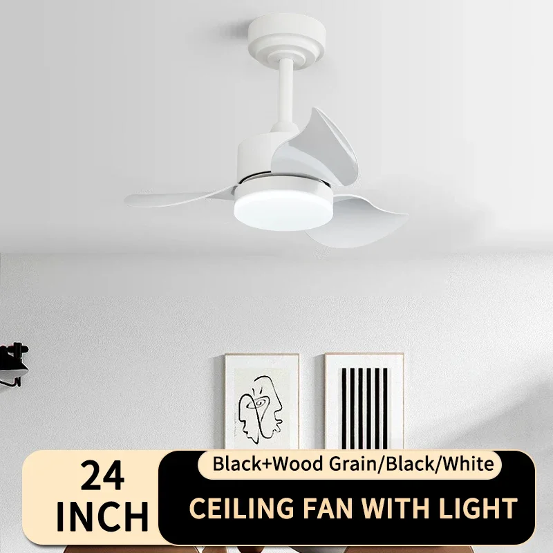 24 Inch Modern Ceiling Fan Light 6-speed Remote Control Speed Regulation Reversible Living Room and Bedroom Fan Light